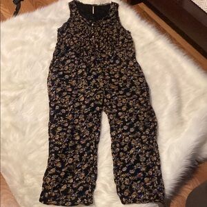 Free People Floral Jumpsuit - Black and Brown